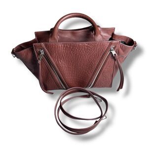 Vince Camuto Brown Cognac Genuine Leather Body Medium Handbag W/ Body Strap